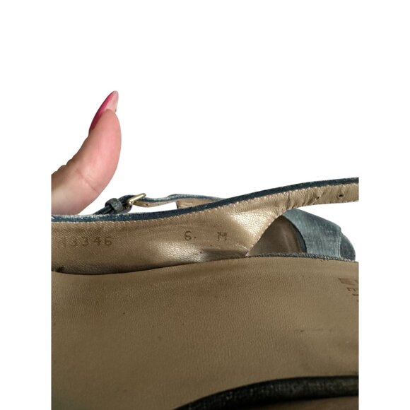 STUART WEITZMAN Distressed Denim Slingback Heels Size 6 - Picture 4 of 6